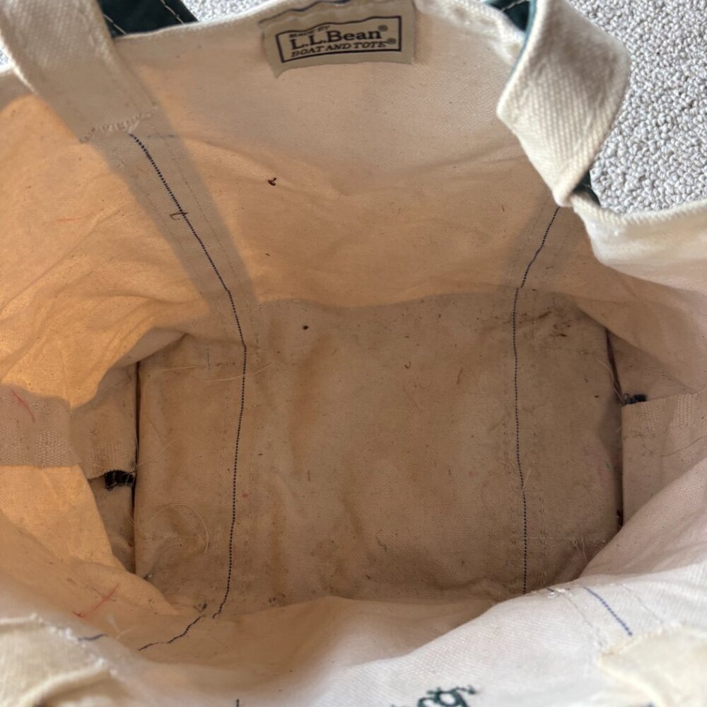 L.L. Bean Small Boat & Tote Green Chickadee Embroidered Snowbird USA Nautical - Picture 6 of 11